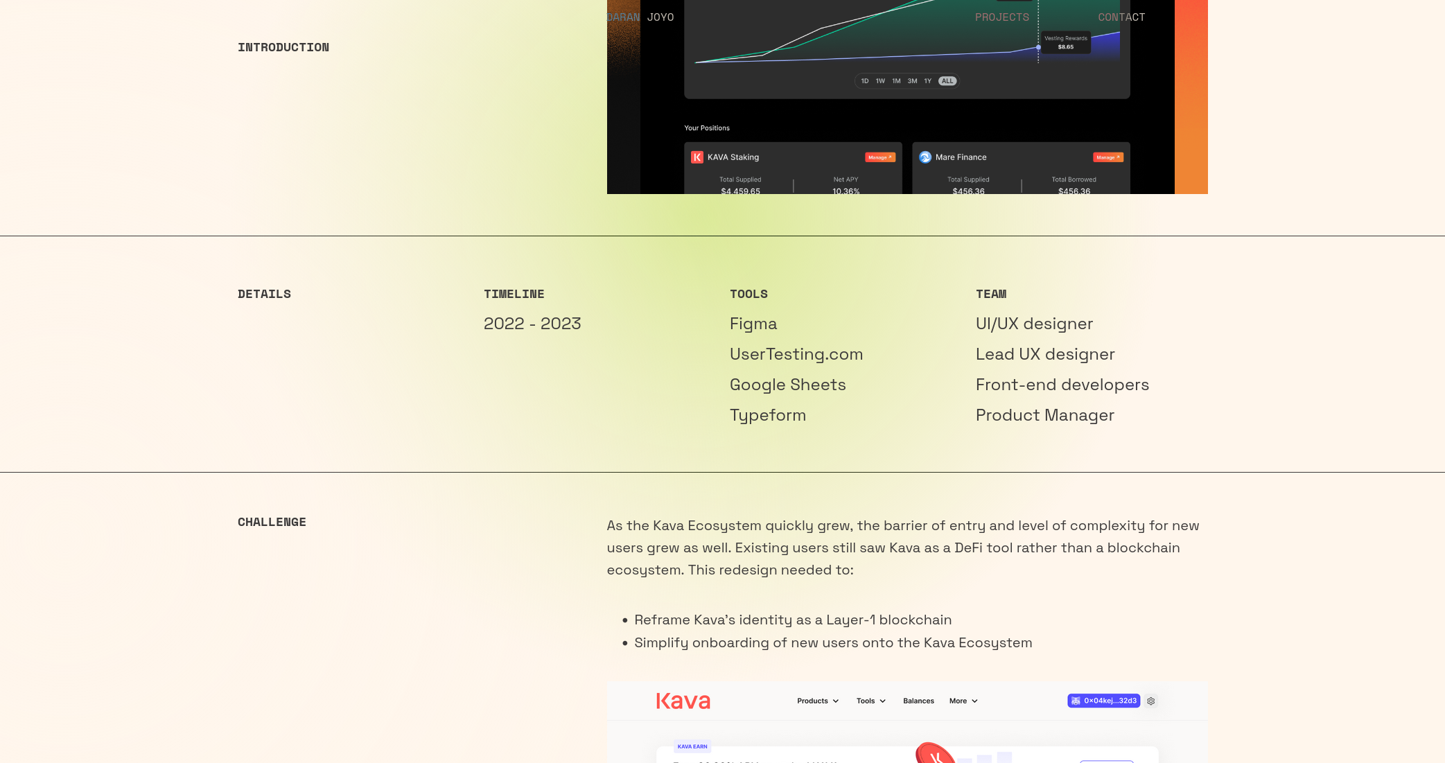 Layout of writing on website.